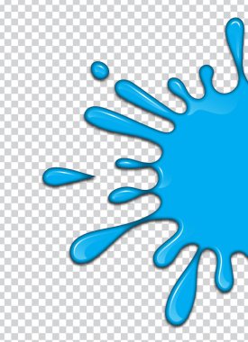 Mavi boya sıçrama saydam arka plan ile. Vektör çizim.