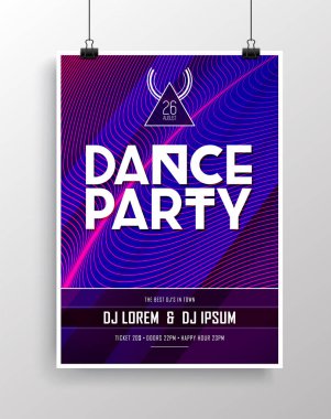 Vektör dans partisi el ilanı tasarımı ile göz alıcı arka plan.
