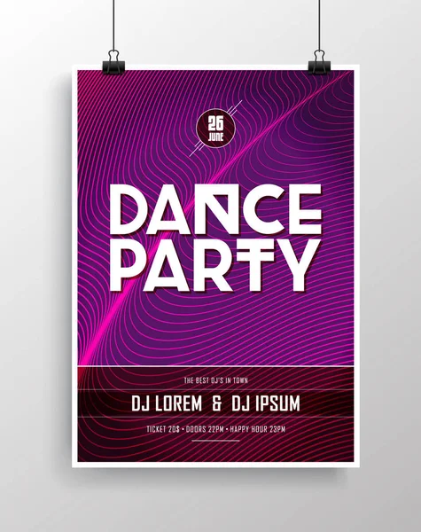 Vector Dance Party Flyer Design Med Iögonfallande Bakgrund — Stock vektor