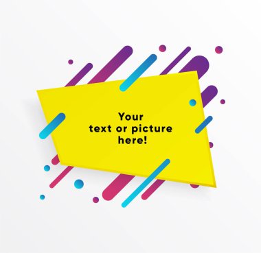 Vektör arka plan. Sarı soyut şekli. Trendy neon hatları ve daireler duvar kağıdı bir modern malzeme tasarım stil.