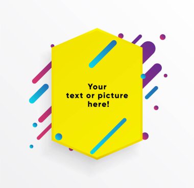 Vektör arka plan. Sarı soyut şekli. Trendy neon hatları ve daireler duvar kağıdı bir modern malzeme tasarım stil.