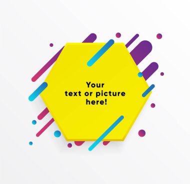 Vektör arka plan. Sarı soyut şekli. Trendy neon hatları ve daireler duvar kağıdı bir modern malzeme tasarım stil.