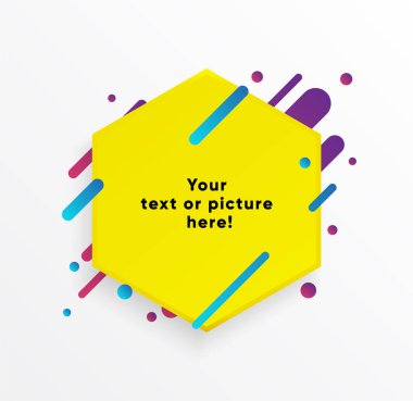 Vektör arka plan. Sarı soyut şekli. Trendy neon hatları ve daireler duvar kağıdı bir modern malzeme tasarım stil.