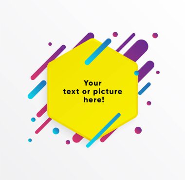 Vektör arka plan. Sarı soyut şekli. Trendy neon hatları ve daireler duvar kağıdı bir modern malzeme tasarım stil.