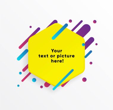 Vektör arka plan. Sarı soyut şekli. Trendy neon hatları ve daireler duvar kağıdı bir modern malzeme tasarım stil.