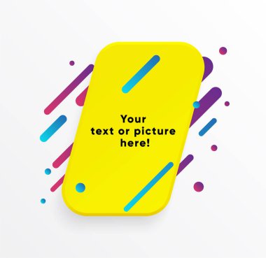 Vektör arka plan. Sarı soyut şekli. Trendy neon hatları ve daireler duvar kağıdı bir modern malzeme tasarım stil.