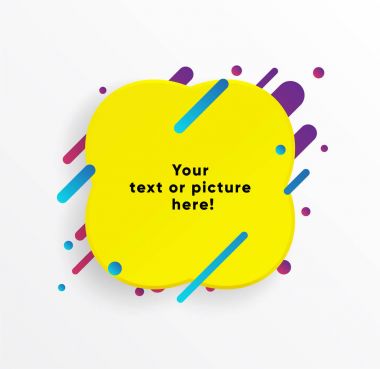 Vektör arka plan. Sarı soyut şekli. Trendy neon hatları ve daireler duvar kağıdı bir modern malzeme tasarım stil.