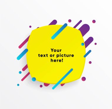 Vektör arka plan. Sarı soyut şekli. Trendy neon hatları ve daireler duvar kağıdı bir modern malzeme tasarım stil.