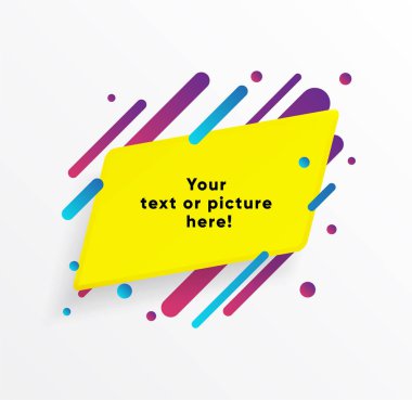 Vektör arka plan. Sarı soyut şekli. Trendy neon hatları ve daireler duvar kağıdı bir modern malzeme tasarım stil.