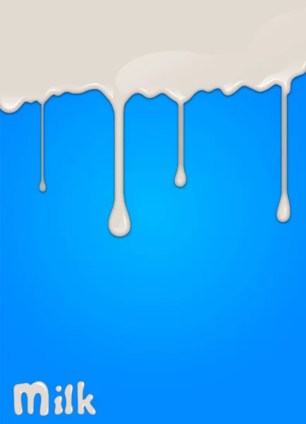 Реалістичне Падіння Молока Бризки Рідина Ізольовані Синьому Фоні Векторна Ілюстрація — стоковий вектор