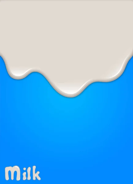 Goutte Lait Réaliste Éclaboussures Liquide Isolé Sur Fond Bleu Illustration — Image vectorielle