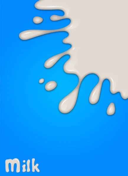 Goutte Lait Réaliste Éclaboussures Liquide Isolé Sur Fond Bleu Illustration — Image vectorielle