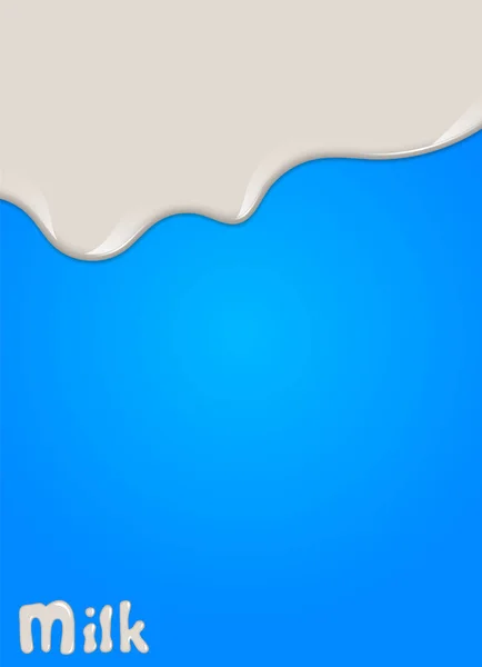 逼真的牛奶掉落 液体在蓝色背景上分离 矢量插图 — 图库矢量图片