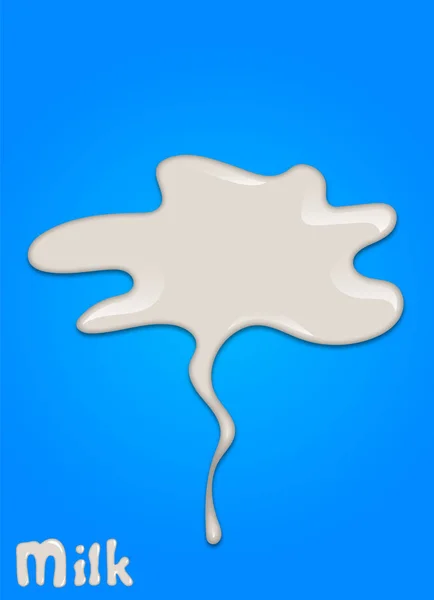 Ρεαλιστική Γάλα Πτώση Πιτσιλιές Υγρό Απομονώνονται Μπλε Φόντο Εικονογράφηση Διάνυσμα — Διανυσματικό Αρχείο