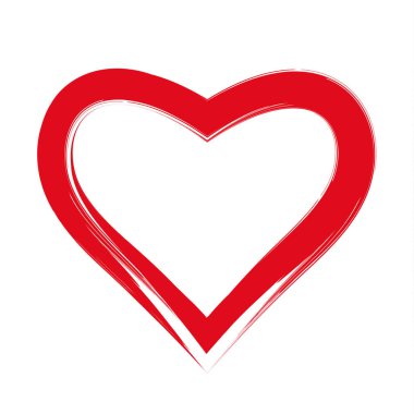 Hat üzerinde beyaz izole kalp, çizim fırçası