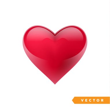 Gerçekçi kırmızı Sevgililer kalp. Vektör çizim