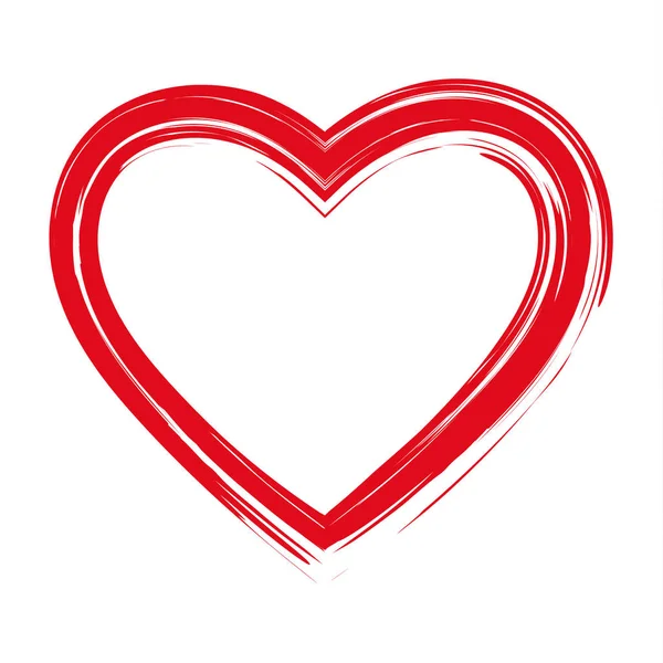 Hat Üzerinde Beyaz Izole Kalp Çizim Fırçası — Stok Vektör