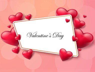 2018 Sevgililer günü arka plan metin kutusu ve güzel yürekleri. Vektör çizim