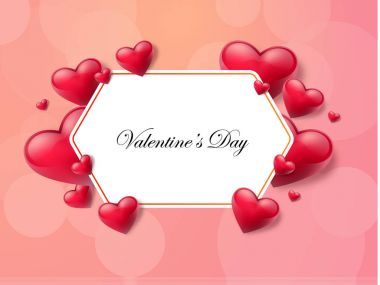 2018 Sevgililer günü arka plan metin kutusu ve güzel yürekleri. Vektör çizim