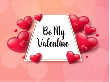 2018 Sevgililer günü arka plan metin kutusu ve güzel yürekleri. Vektör çizim