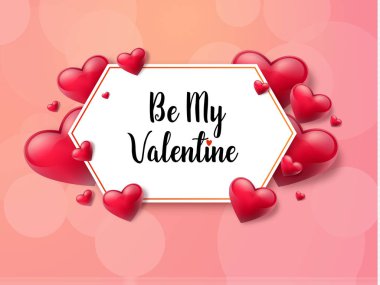 2018 Sevgililer günü arka plan metin kutusu ve güzel yürekleri. Vektör çizim