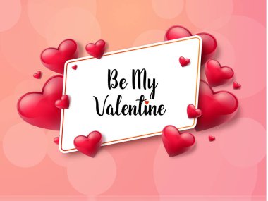 2018 Sevgililer günü arka plan metin kutusu ve güzel yürekleri. Vektör çizim