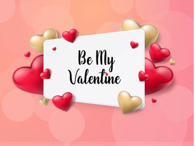 2018 Sevgililer günü arka plan metin kutusu ve güzel yürekleri. Vektör çizim