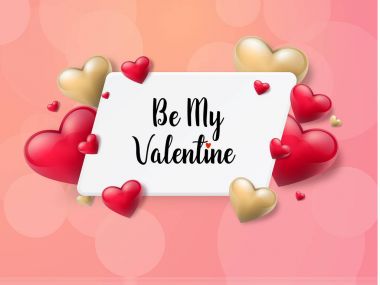 2018 Sevgililer günü arka plan metin kutusu ve güzel yürekleri. Vektör çizim