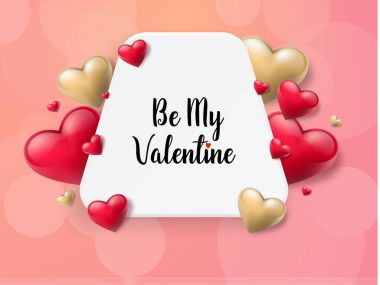 2018 Sevgililer günü arka plan metin kutusu ve güzel yürekleri. Vektör çizim