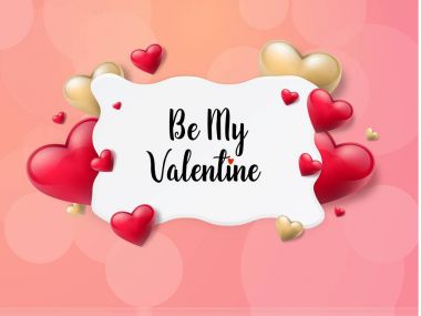 2018 Sevgililer günü arka plan metin kutusu ve güzel yürekleri. Vektör çizim