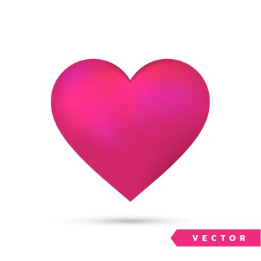 Gerçekçi kalp. Beyaz izole. Sevgililer günü tebrik kartı arka plan. 3D simgesi. Romantik vektör çizim. Basit-e doğru senin sanat için Tasarım şablonunu düzenleme.