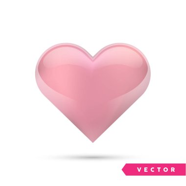 Gerçekçi kalp. Beyaz izole. Sevgililer günü tebrik kartı arka plan. 3D simgesi. Romantik vektör çizim. Basit-e doğru senin sanat için Tasarım şablonunu düzenleme.