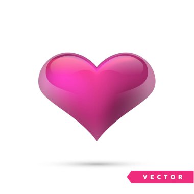 Gerçekçi kalp. Beyaz izole. Sevgililer günü tebrik kartı arka plan. 3D simgesi. Romantik vektör çizim. Basit-e doğru senin sanat için Tasarım şablonunu düzenleme.