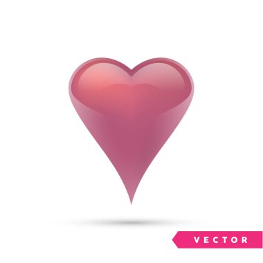 Gerçekçi kalp. Beyaz izole. Sevgililer günü tebrik kartı arka plan. 3D simgesi. Romantik vektör çizim. Basit-e doğru senin sanat için Tasarım şablonunu düzenleme.