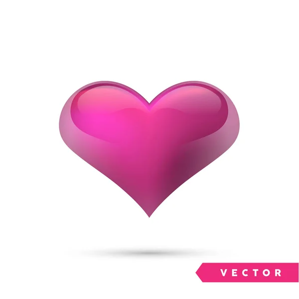 Corazón Realista Aislado Sobre Blanco Día San Valentín Tarjeta Felicitación — Vector de stock