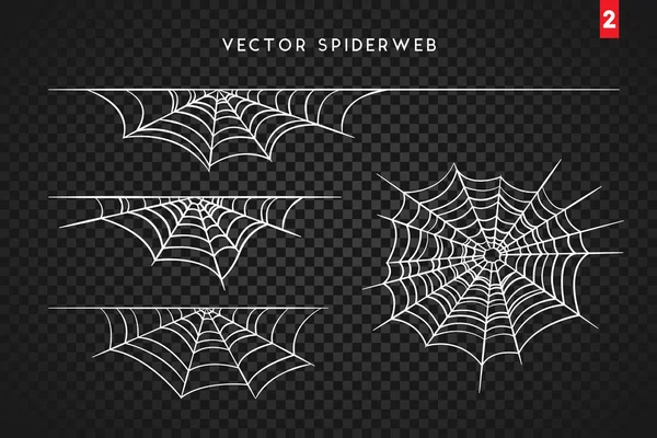 Set Cobweb Pour Halloween Design Isolé Sur Fond Noir Illustration — Image vectorielle