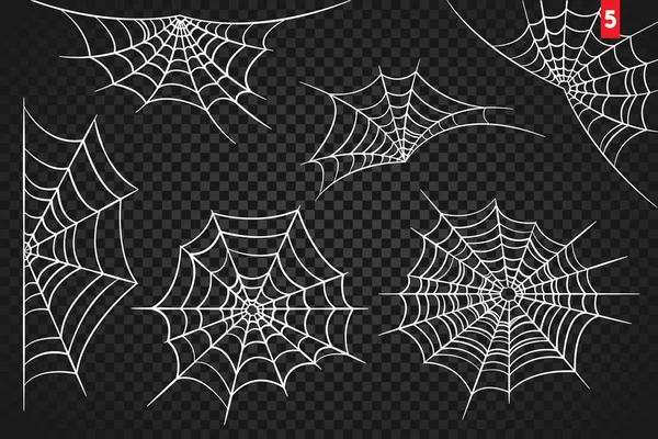 Spindelnät För Halloween Design Isolerad Svart Bakgrund Vektorillustration — Stock vektor