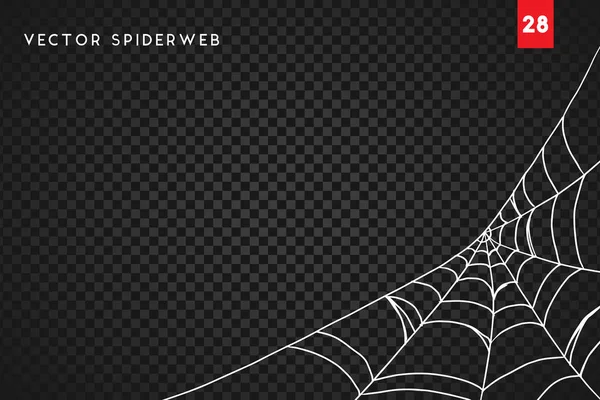 Spinnweben Für Das Halloween Design Isoliert Auf Schwarzem Hintergrund Vektorillustration — Stockvektor