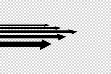 Ok vektörü. Düz siyah oklar şeffaf arkaplanda izole edildi.