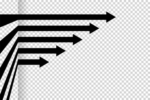 Pijlen Vector Vlakke Zwarte Pijlen Geïsoleerd Transparante Achtergrond — Stockvector