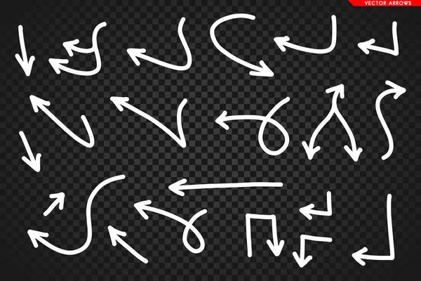 Flechas Vectoriales Dibujadas Mano Flechas Planas Bálsamo Aisladas Sobre Fondo — Vector de stock