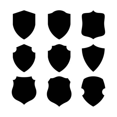 Vektör Kalkanı simgesi. Heraldik kalkanlar, güvenlik siyah etiketleri.