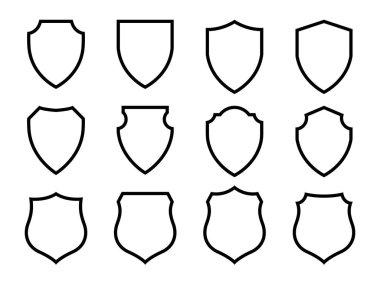 Vektör Kalkanı simgesi. Heraldik kalkanlar, güvenlik siyah etiketleri.