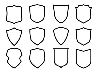 Vektör Kalkanı simgesi. Heraldik kalkanlar, güvenlik siyah etiketleri.