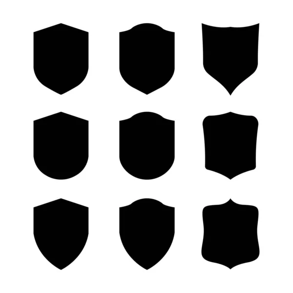 Icono Del Escudo Vectorial Escudos Heráldicos Etiquetas Negras Seguridad — Vector de stock