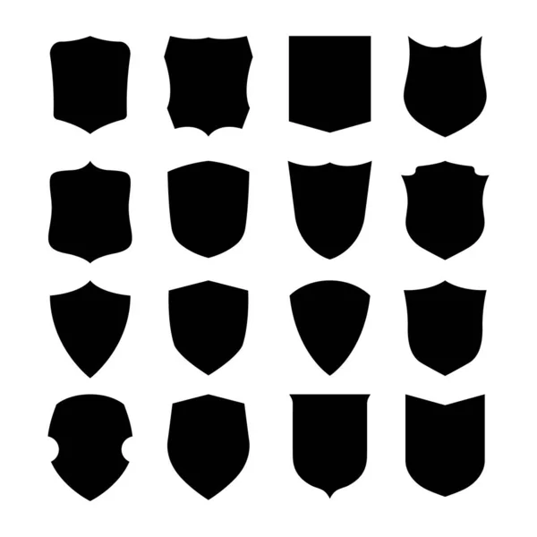 Icono Del Escudo Vectorial Escudos Heráldicos Etiquetas Negras Seguridad — Vector de stock