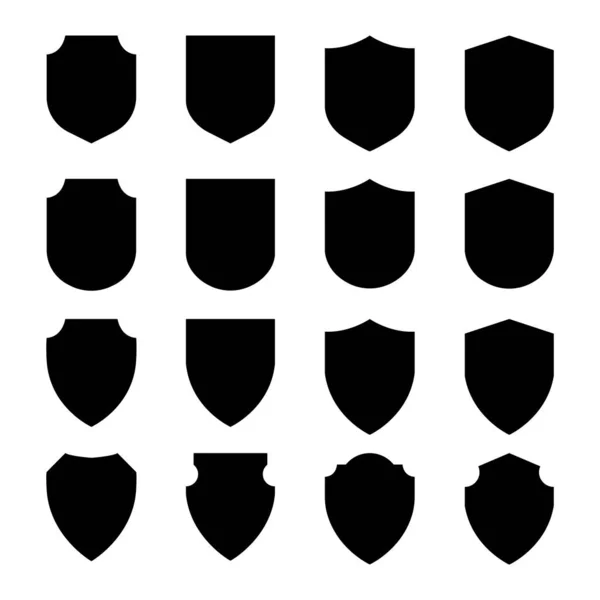 Icono Del Escudo Vectorial Escudos Heráldicos Etiquetas Negras Seguridad — Vector de stock