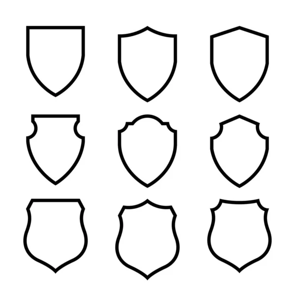 Vector Shield Ikoni Heraldinen Kilvet Turvallisuus Musta Etiketit — vektorikuva