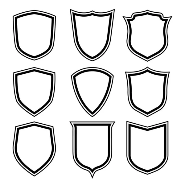 Vektör Kalkanı simgesi. Heraldik kalkanlar, güvenlik siyah etiketleri.