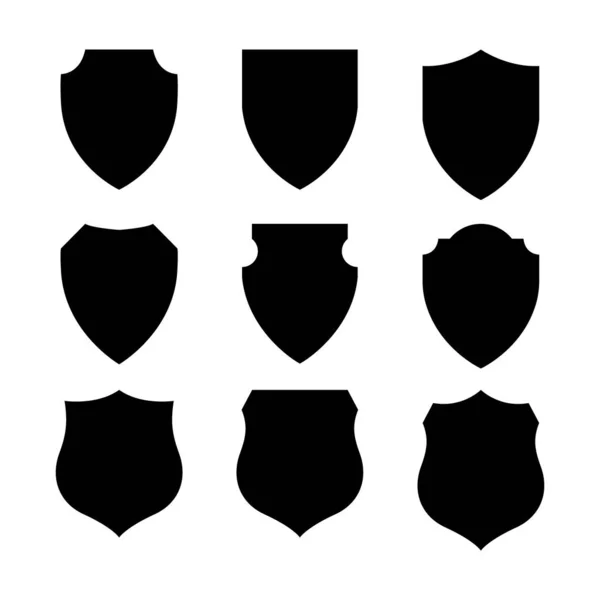 Icono Del Escudo Vectorial Escudos Heráldicos Etiquetas Negras Seguridad Ilustración de stock